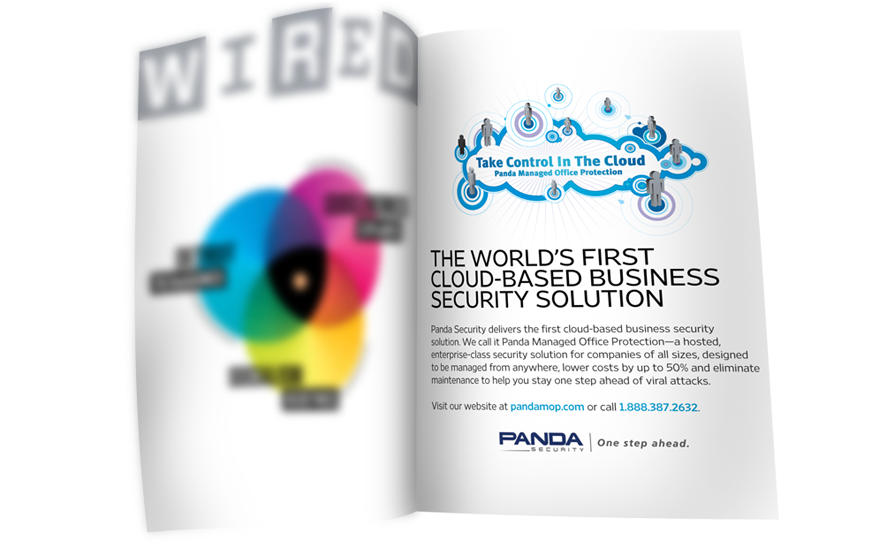 Full page ad in Wired magazine to introduce viewers to Panda Security's concept of storing anti-virus definitions remotely