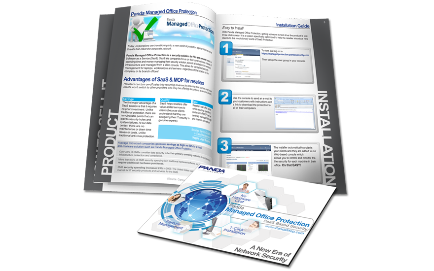 Branding collateral for B2B sales for Panda Security's concept of storing anti-virus definitions remotely