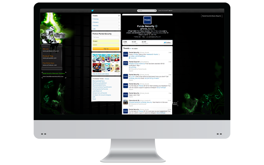 Halloween themed twitter background for Panda Security. All art was done in illustrator or photoshop.